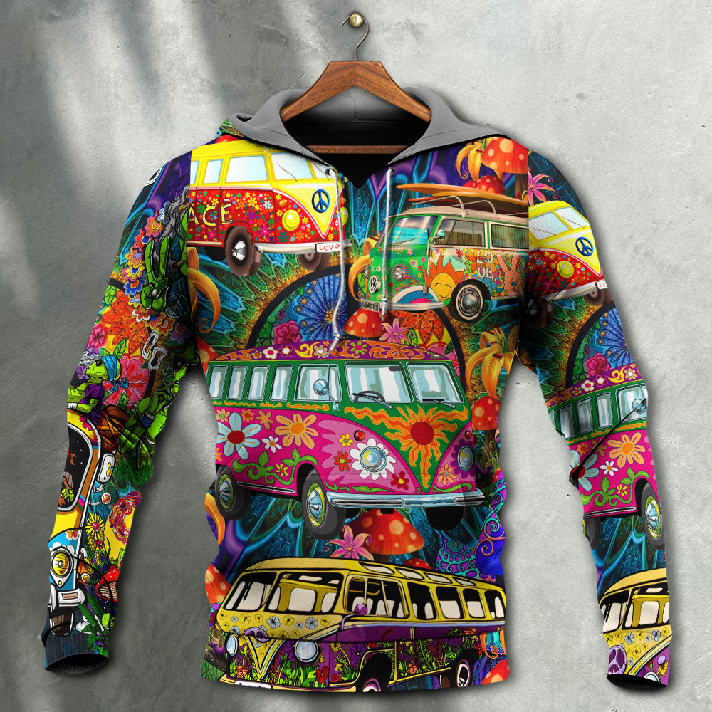Hippie Van Colorful Vans On The Way - Hoodie - Owls Matrix LTD