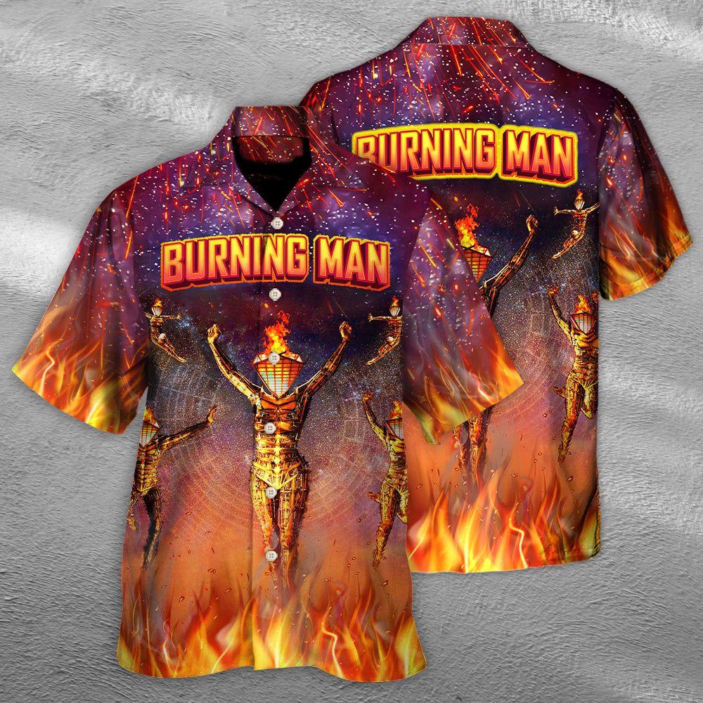 Music Event Burning Man Built To Burn Burning Man - Hawaiian Shirt - Owls Matrix LTD