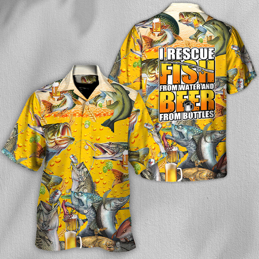 Fishing I Rescue Fish From Water And Beer From Bottles - Hawaiian Shirt