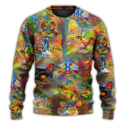 Christmas Sweater / S Cat Lovely Amazing Colorful - Sweater - Ugly Christmas Sweaters - Owls Matrix LTD
