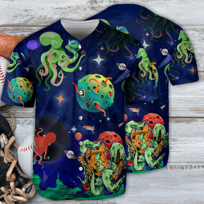 Octopus Astronaut Love Galaxy Art - Baseball Jersey - Owls Matrix LTD