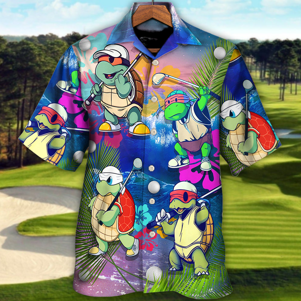 Golf Funny Turtle Playing Golf In The Beach I'd Tap That Golf Lover - Hawaiian Shirt