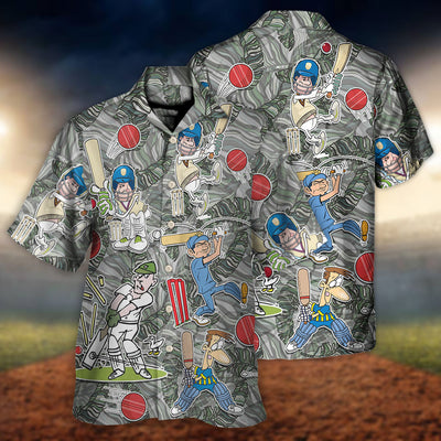 Cricket Sport Cricket Lover Tropical Leaf Art - Hawaiian Shirt - Owls Matrix LTD