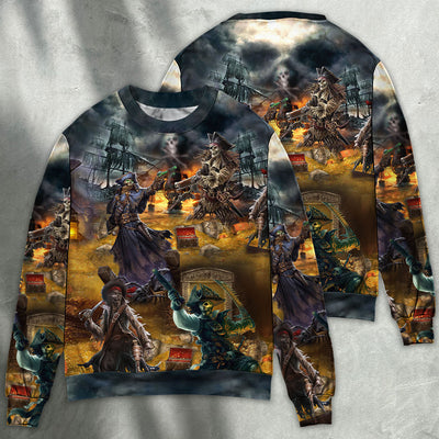 Skull Pirate Skull Treasure Hunting - Sweater - Ugly Christmas Sweater - Owls Matrix LTD