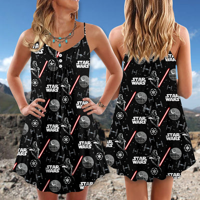 Star Wars Darth Vader With Light Saber - V-neck Sleeveless Cami Dress