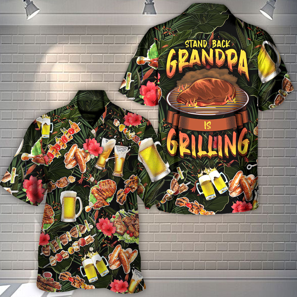 Barbecue Funny BBQ Stand Back Grandpa Is Grilling - Hawaiian Shirt