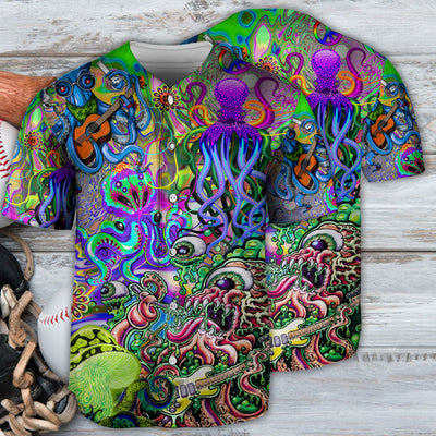 Octopus Hippie Colorful Art - Baseball Jersey - Owls Matrix LTD