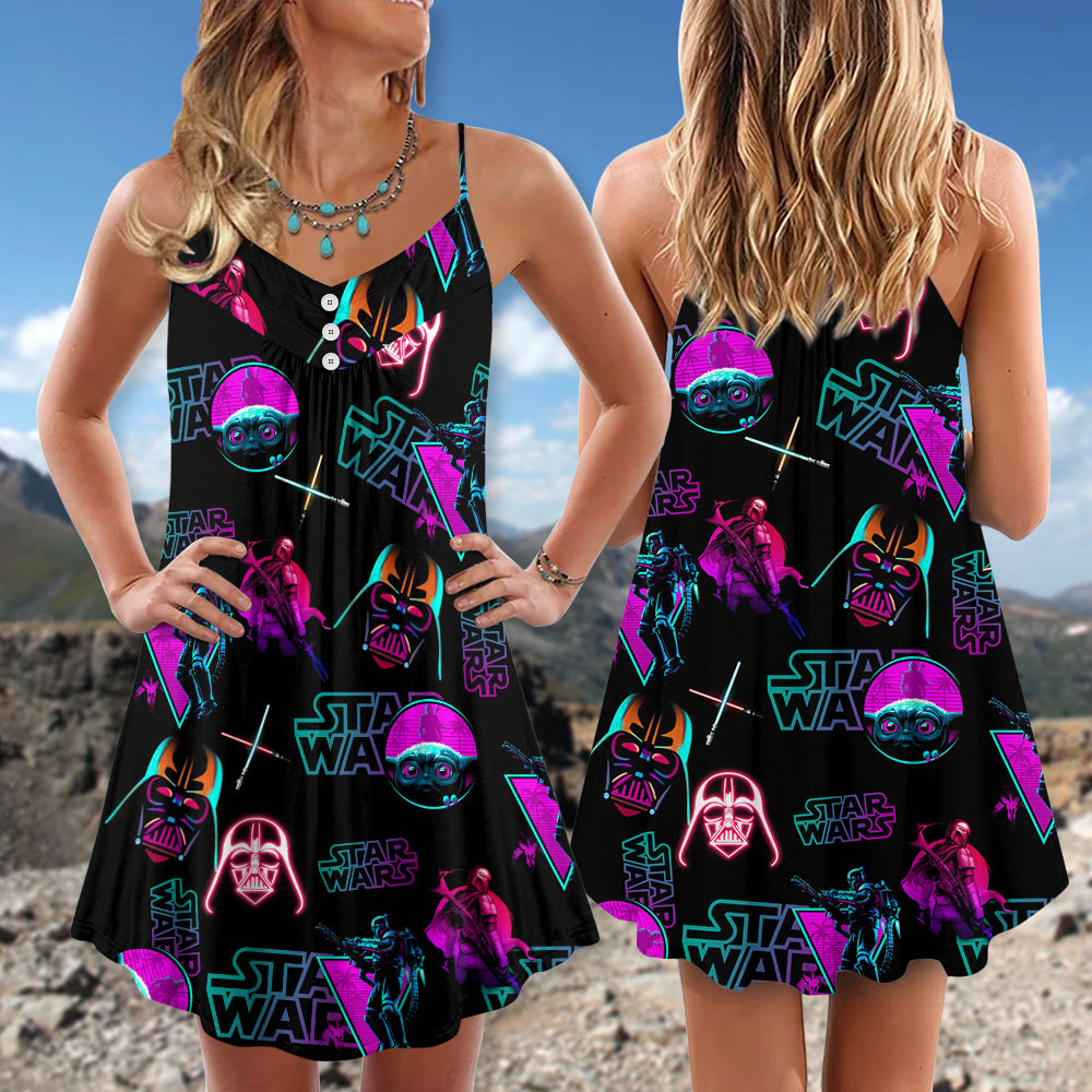 Neon Star Wars - V-neck Sleeveless Cami Dress