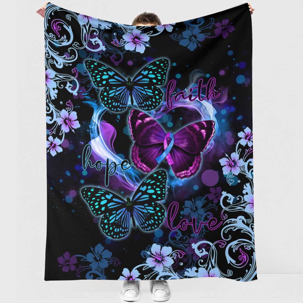 Butterfly Faith Hope Love - Flannel Blanket - Owls Matrix LTD