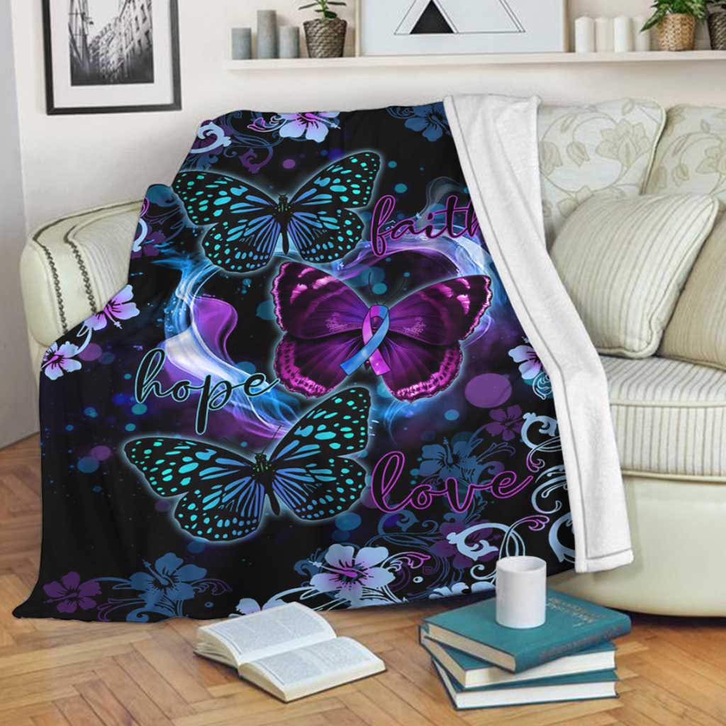 Butterfly Faith Hope Love - Flannel Blanket - Owls Matrix LTD