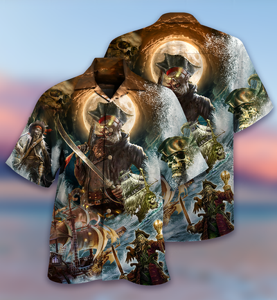 Pirate Skull Pirates Love Ocean - Hawaiian Shirt - Owls Matrix LTD