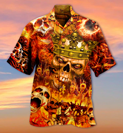 Skull King On Fire - Hawaiian Shirt - Owls Matrix LTD