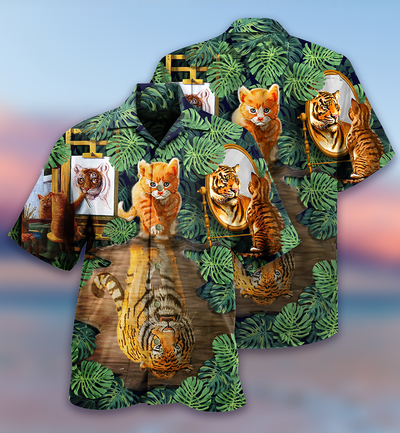 Cat And Tiger Leaf - Hawaiian Shirt - Owls Matrix LTD