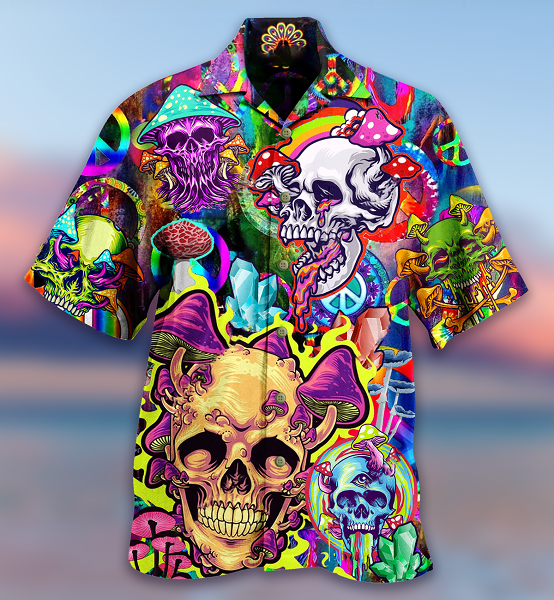 Skull Rainbow Smile - Hawaiian Shirt - Owls Matrix LTD