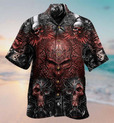 Skull Metal Style Angry - Hawaiian Shirt - Owls Matrix LTD