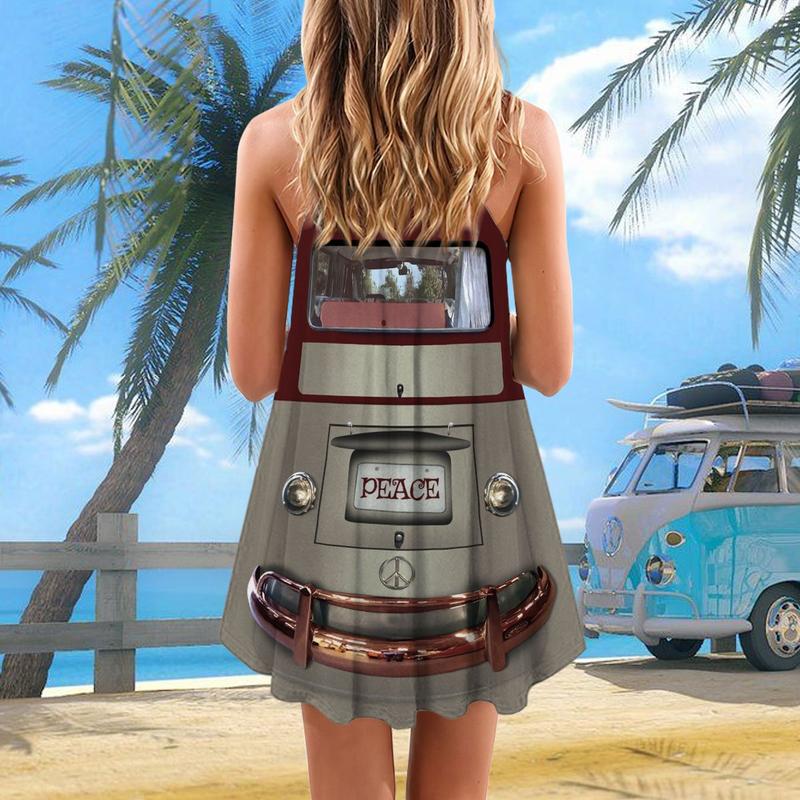 Hippie Van Retro Cool - Summer Dress - Owls Matrix LTD