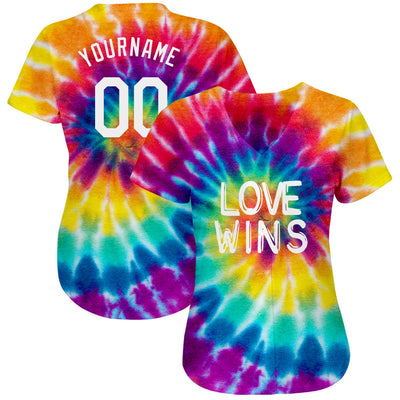 Custom Rainbow For Pride Month Love Wins LGBT Authentic Baseball Jersey - Owls Matrix LTD