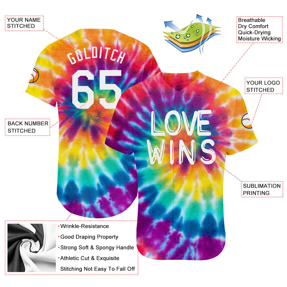 Custom Rainbow For Pride Month Love Wins LGBT Authentic Baseball Jersey - Owls Matrix LTD