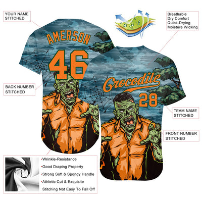 Custom 3D Pattern Halloween Trick Treat Horror Night Authentic Baseball Jersey - Owls Matrix LTD