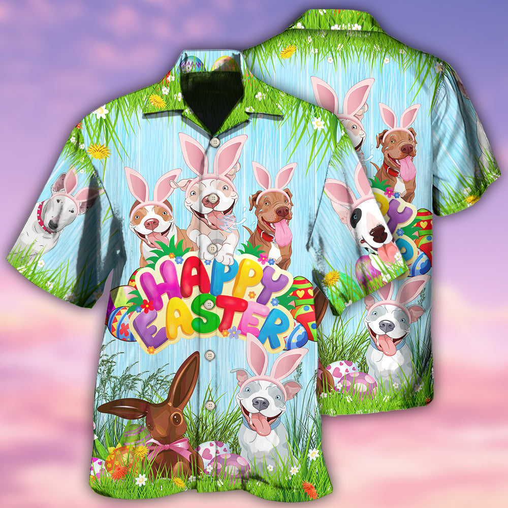 Eatser Happy PitBulls Funny - Hawaiian Shirt - Owls Matrix LTD