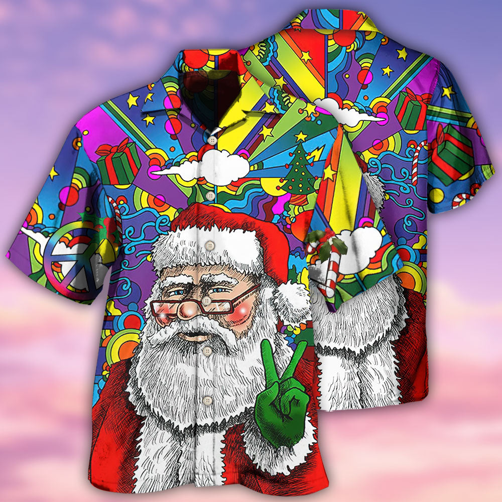 Hippie Funny Santa Claus Christmas - Hawaiian Shirt - Owls Matrix LTD