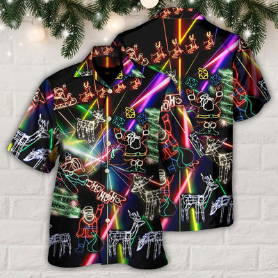 Christmas Tree Neon Art And Snowman - Hawaiian Shirt - Owls Matrix LTD