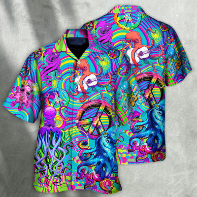 Hippie Funny Octopus Colorful Tie Dye Art Style - Hawaiian Shirt - Owls Matrix LTD