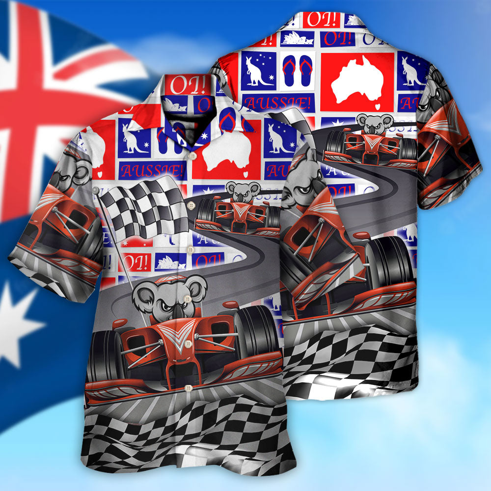 Koala Racing Formula One Car Racing Australian Vibe - Hawaiian Shirt - Owls Matrix LTD