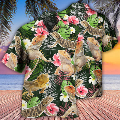 Bearded Dragon Tropical Leaf - Hawaiian Shirt - Owls Matrix LTD