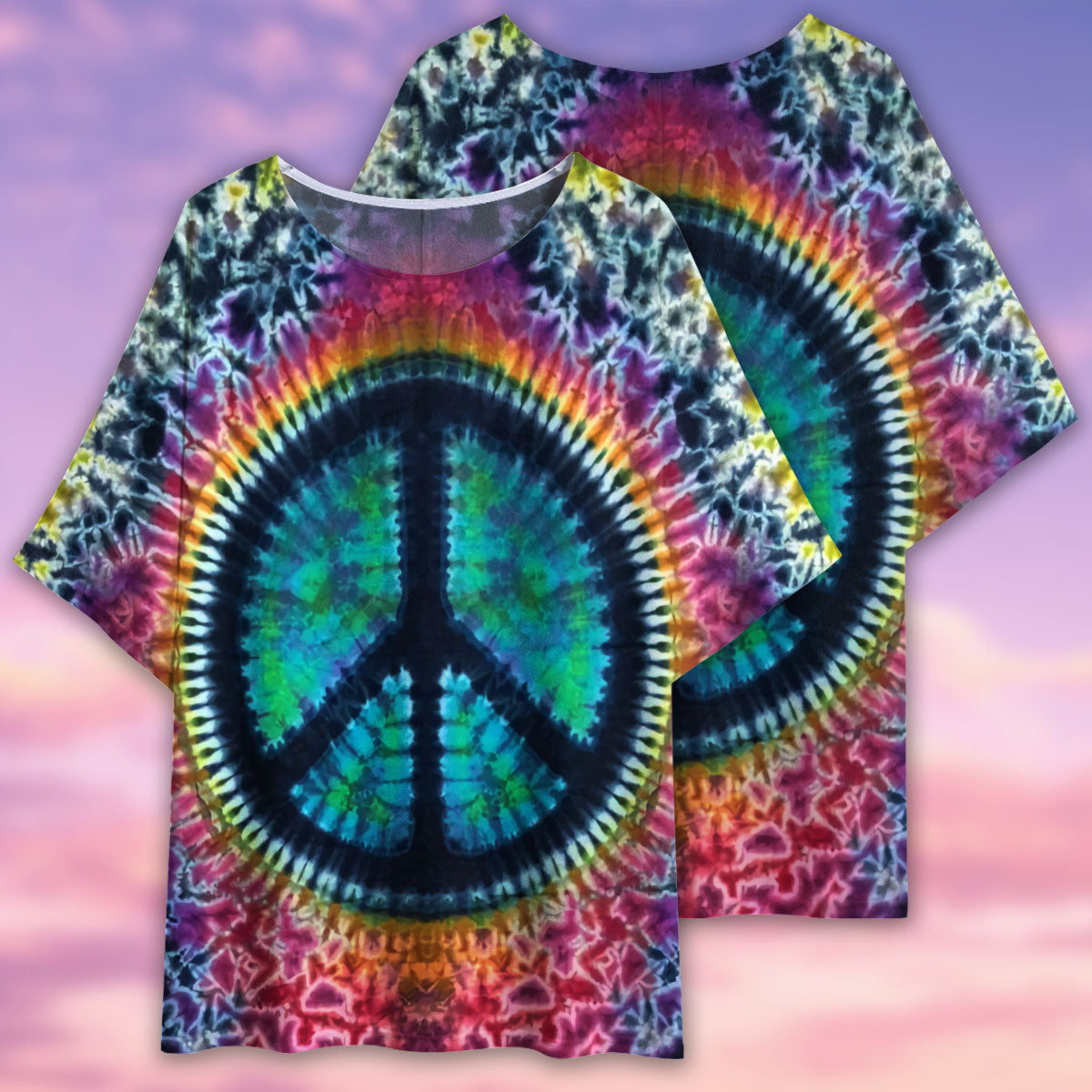 Hippie Art Tie Dye - Women's T-shirt With Bat Sleeve - Owls Matrix LTD