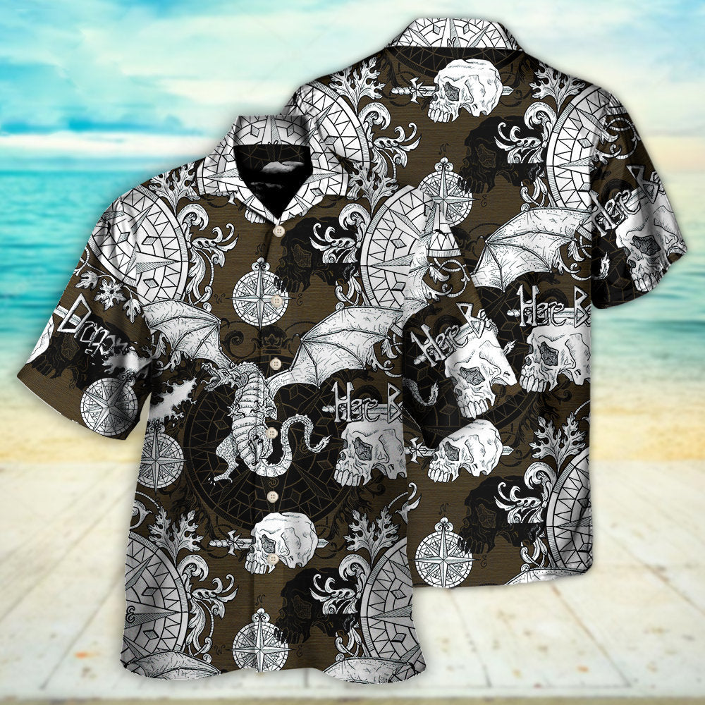 Dragon Flying With Skull Gothic Style - Hawaiian Shirt - Owls Matrix LTD