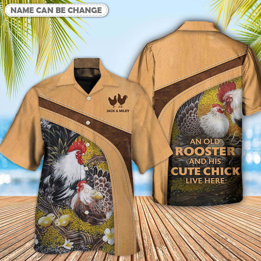 Chicken An Old Rooster And His Cute Chick Personalized - Hawaiian Shirt - Owls Matrix LTD