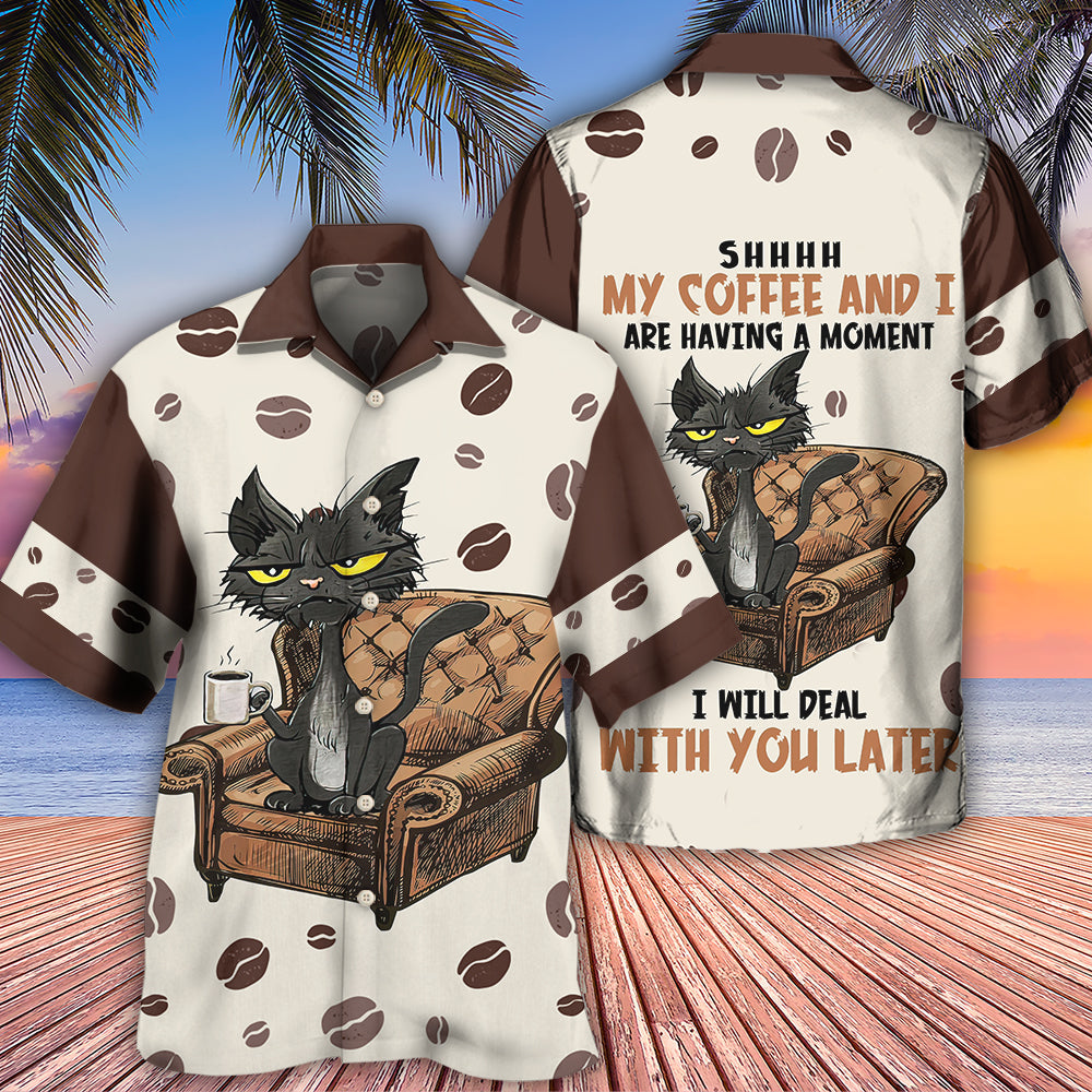 Coffee Black Cat My Coffee And I - Hawaiian Shirt - Owls Matrix LTD