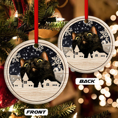 Christmas Cat Meow Xmas Winter Cats Cat Lovers - Circle Ornament - Owls Matrix LTD