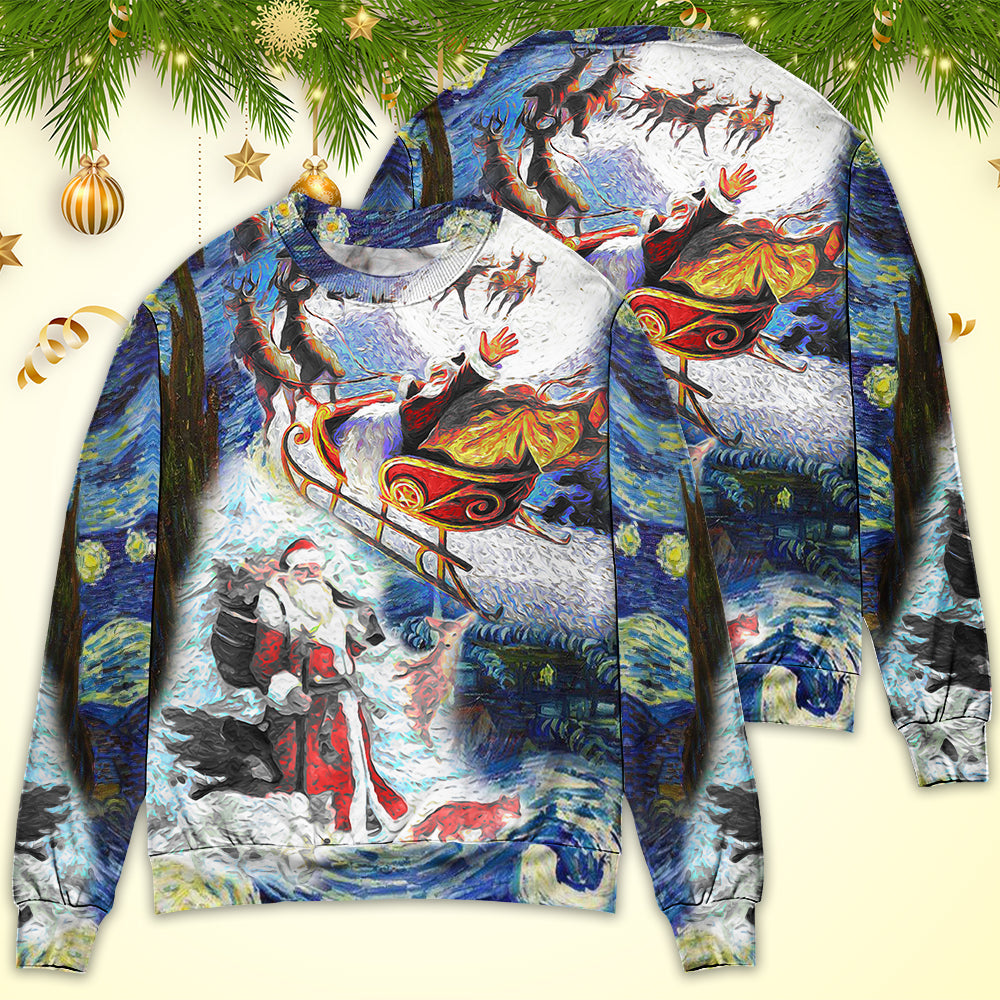 Christmas Friendly Santa With Animals - Sweater - Ugly Christmas Sweaters - Owls Matrix LTD
