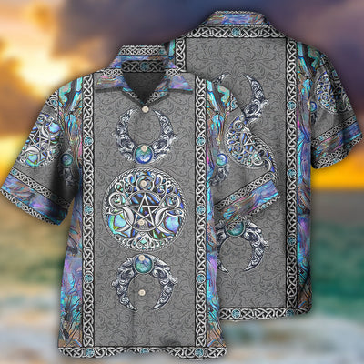 Wicca Mystery Spirit Triple Moon Witch - Hawaiian Shirt - Owls Matrix LTD