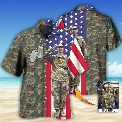 US Army Tropical US Flag Custom Photo - Hawaiian Shirt - Owls Matrix LTD