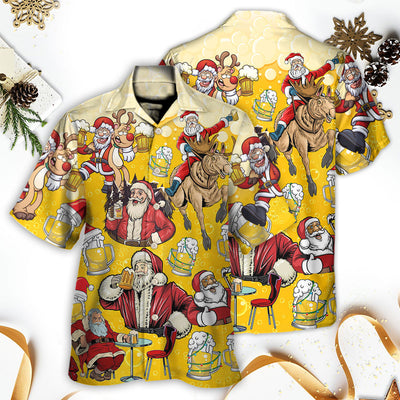 Beer Santa Funny Christmas Merry Xmas - Hawaiian Shirt - Owls Matrix LTD