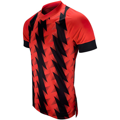 Custom Red And Black Zikzak Pattern - Soccer Uniform Jersey
