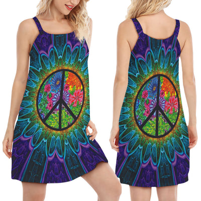 Hippie Sign Style Lover Hippie - Women's Sleeveless Cami Dress - Owls Matrix LTD