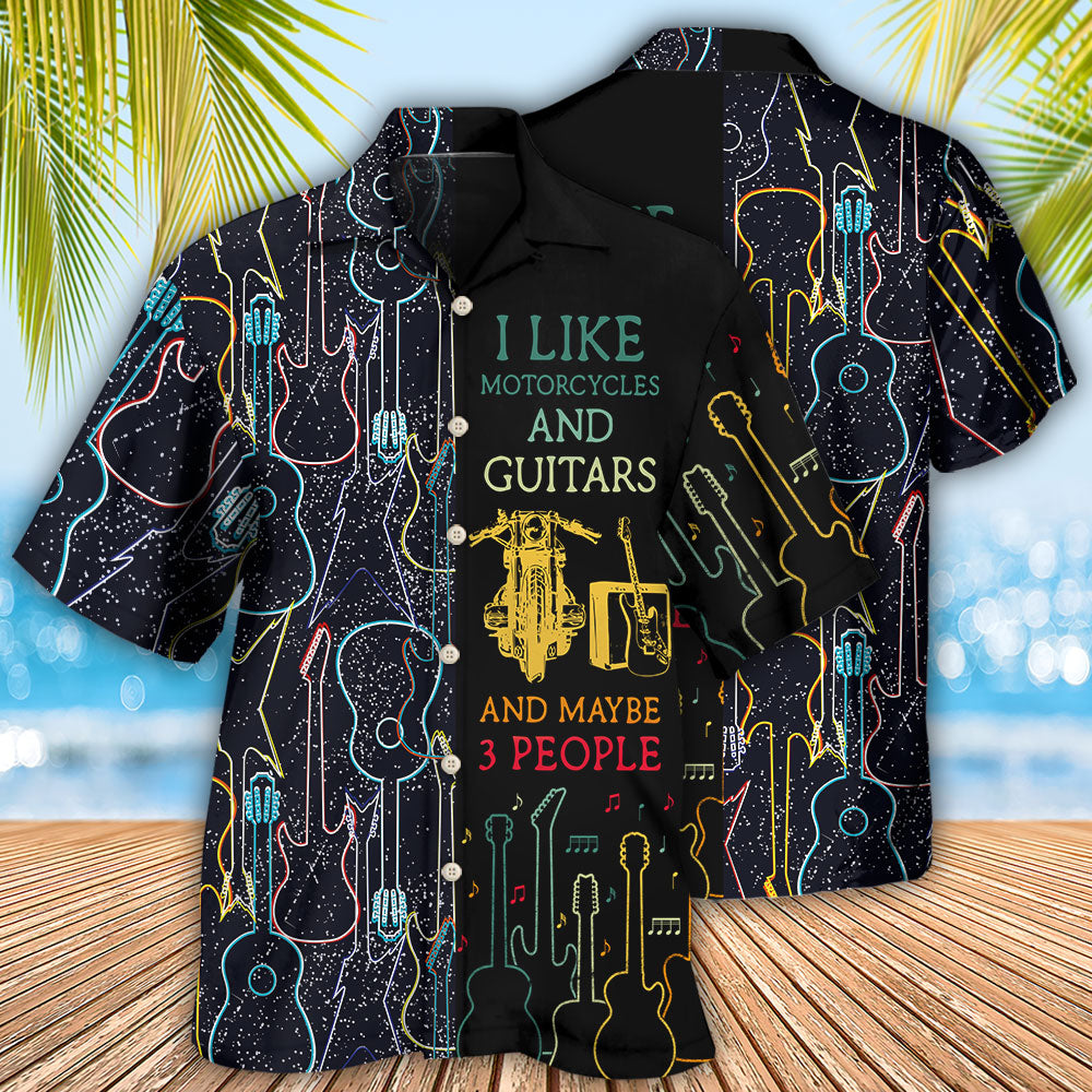 Guitar I Like Motorcycle And Guitar - Hawaiian Shirt - Owls Matrix LTD