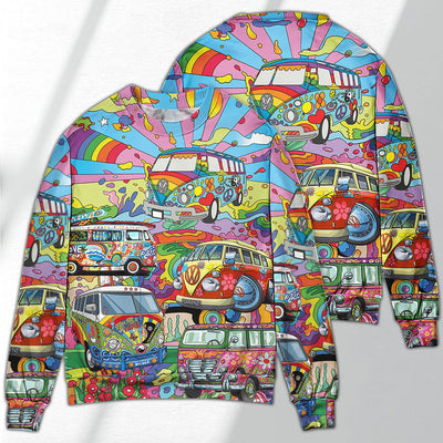 Hippie Van Colorful Art Peace - Sweater - Ugly Christmas Sweaters - Owls Matrix LTD