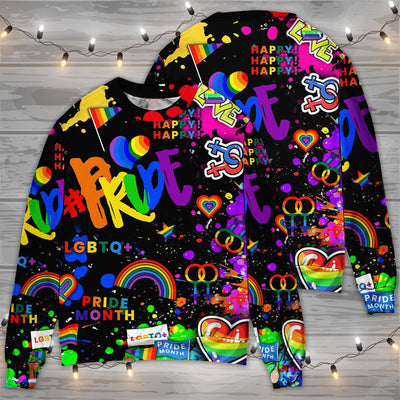 LGBT Pride Mix Color - Sweater - Ugly Christmas Sweaters - Owls Matrix LTD