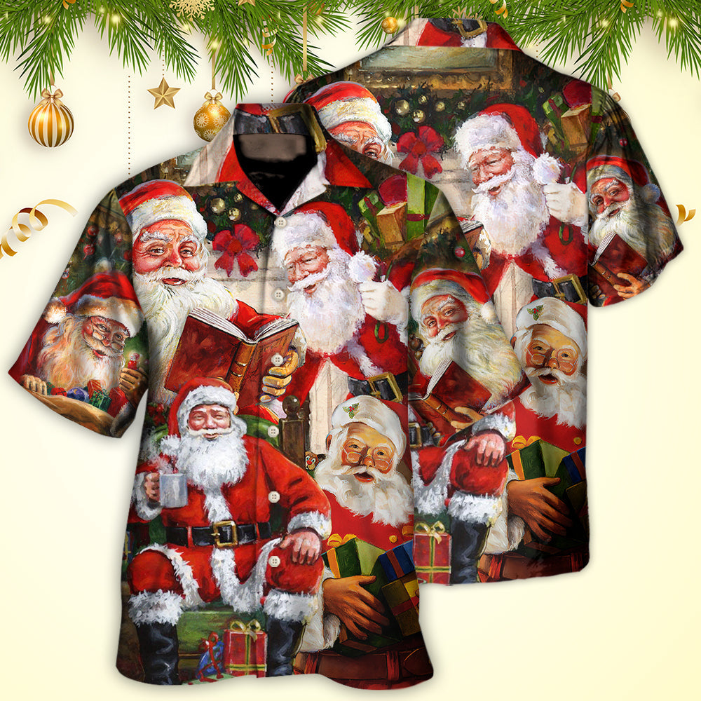 Christmas Santa Claus Story Nights Gift For Xmas Painting Style - Hawaiian Shirt - Owls Matrix LTD