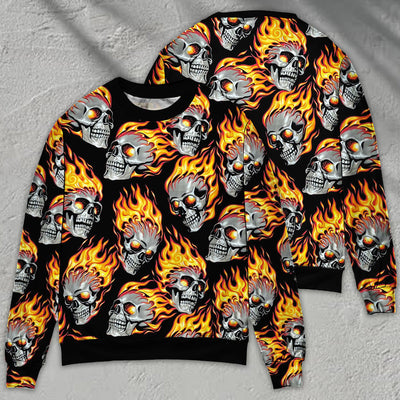 Skull Cool On Fire - Sweater - Ugly Christmas Sweaters - Owls Matrix LTD