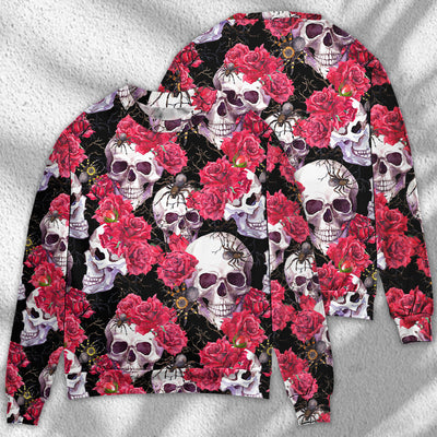 Skull And Roses With Spidy - Sweater - Ugly Christmas Sweaters - Owls Matrix LTD