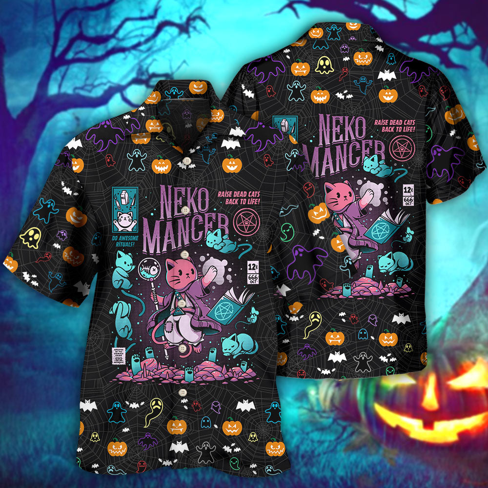 Cat Halloween Neko Mancer - Hawaiian Shirt - Owls Matrix LTD