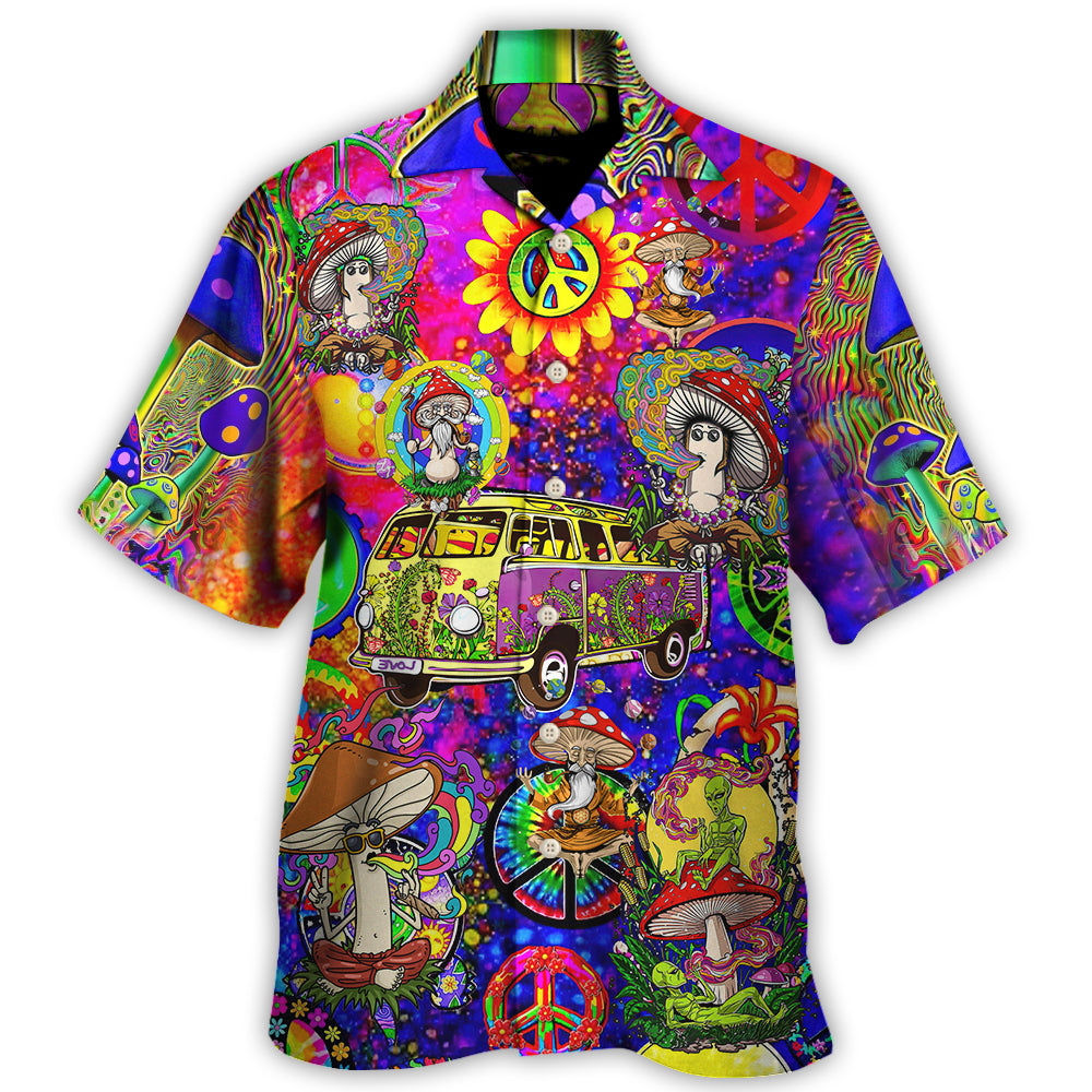 Hippie Mushroom Peace Life Be Hippie Amazing Style - Hawaiian Shirt - Owls Matrix LTD