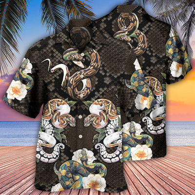 Snake Ball Python Flower Tropical - Hawaiian Shirt - Owls Matrix LTD