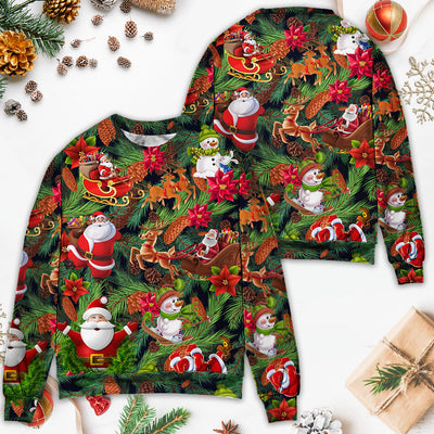 Christmas Santa Snowman Merry Xmas To Everyone - Sweater - Ugly Christmas Sweaters - Owls Matrix LTD